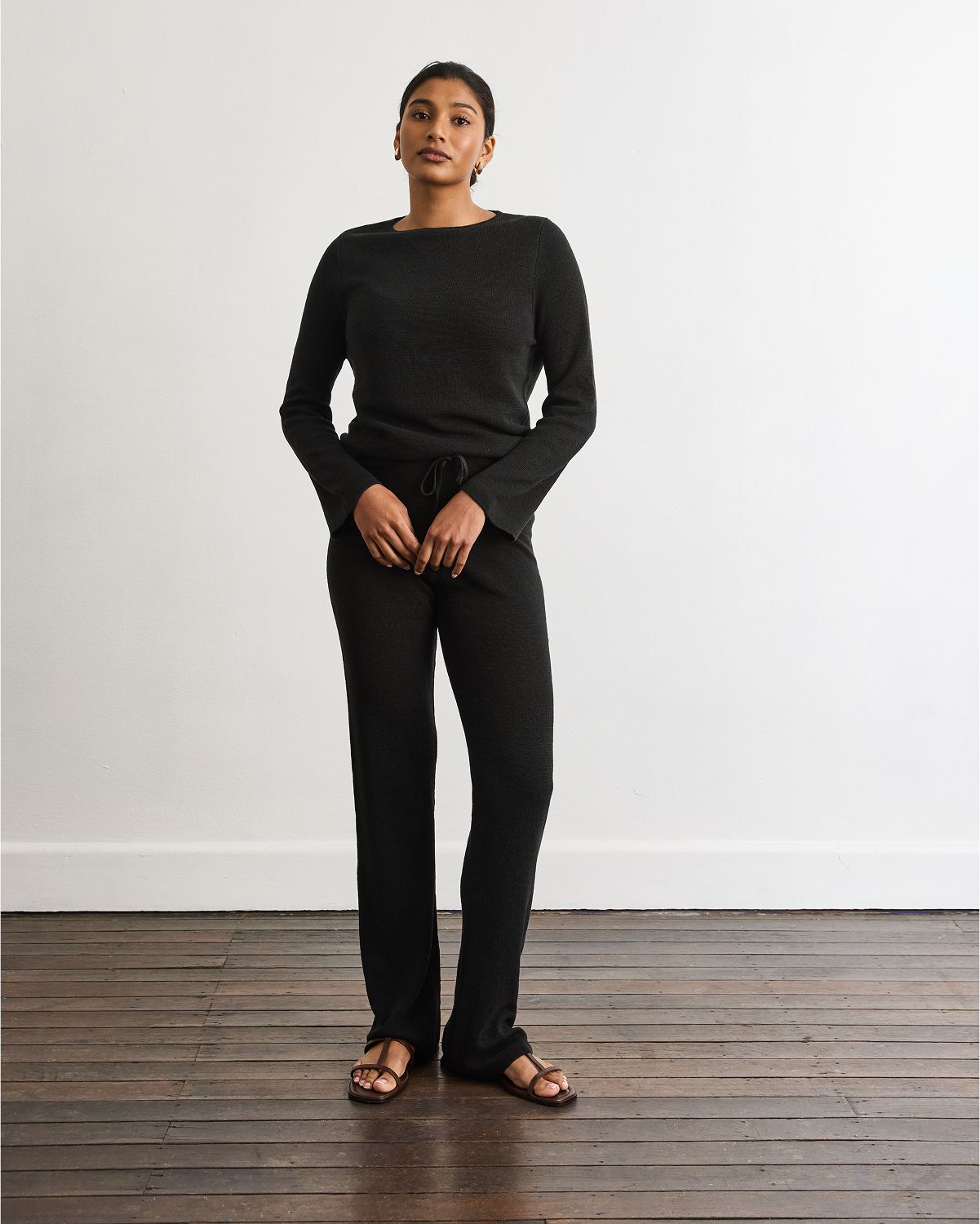 Linen Knit Set in Charcoal