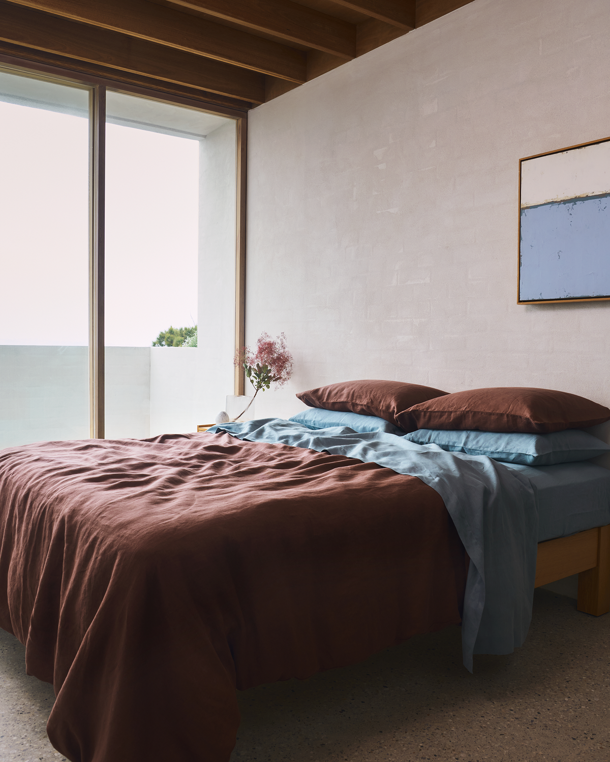 Lagoon 100% French Flax Linen Fitted Sheet Set