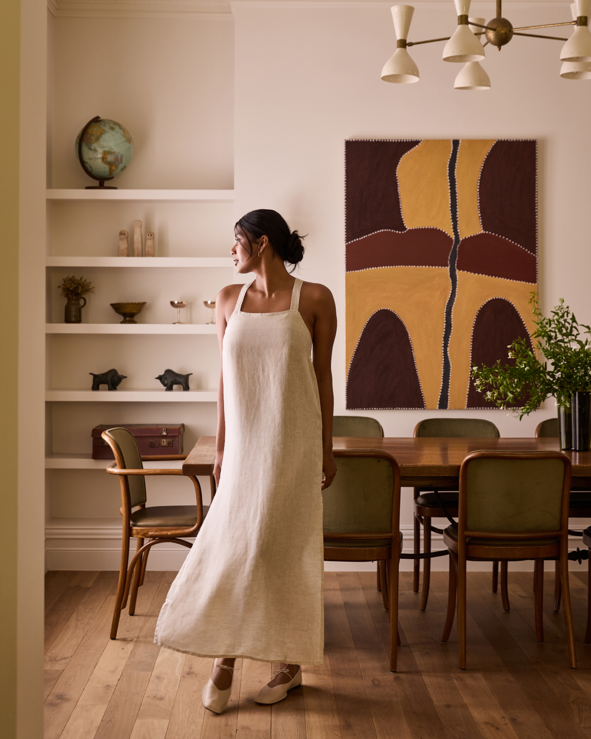 Boulevard Linen Maxi Dress in Oatmeal