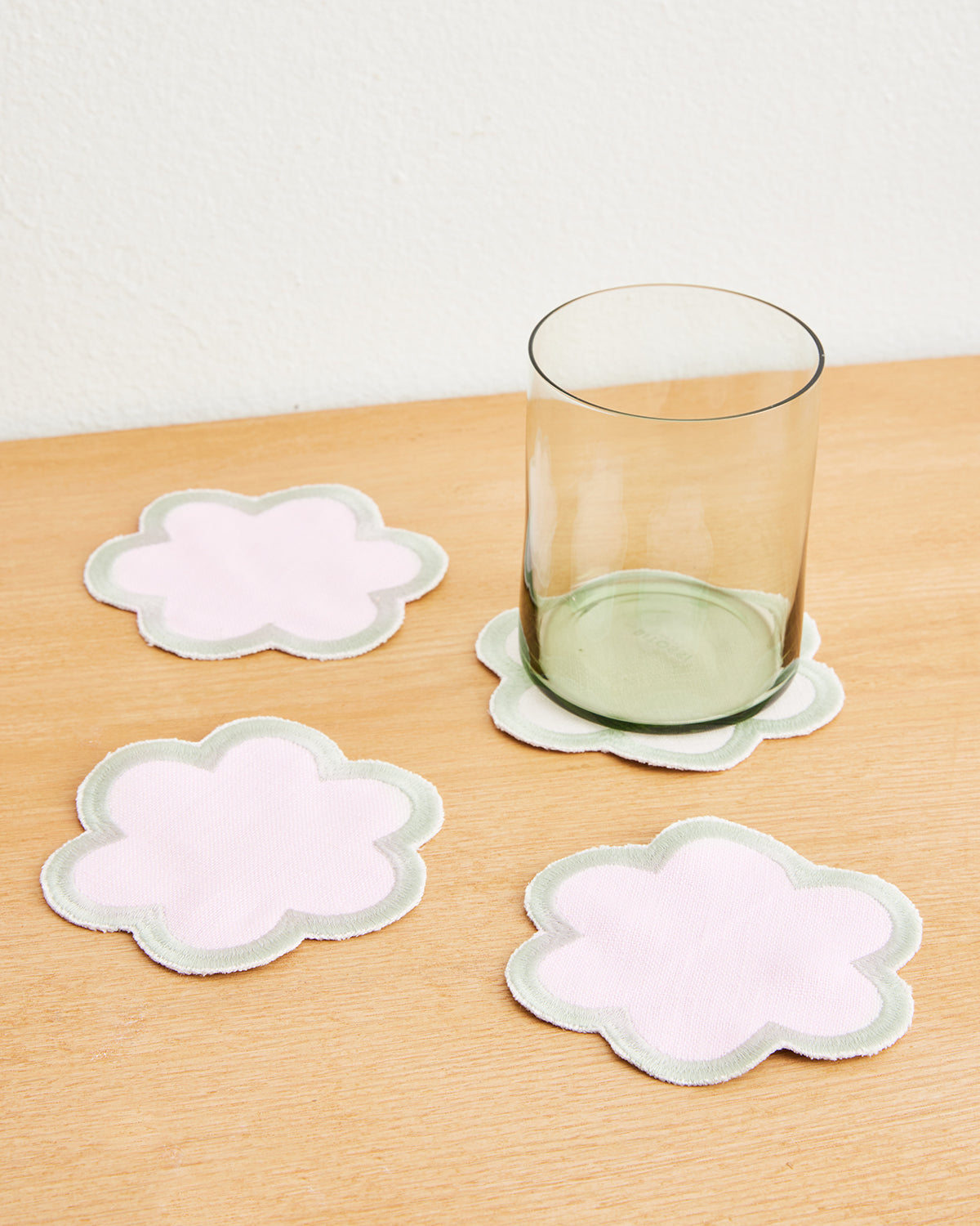 Rosewater & Sage 100% French Flax Linen Cloud Coasters (Set of Four)