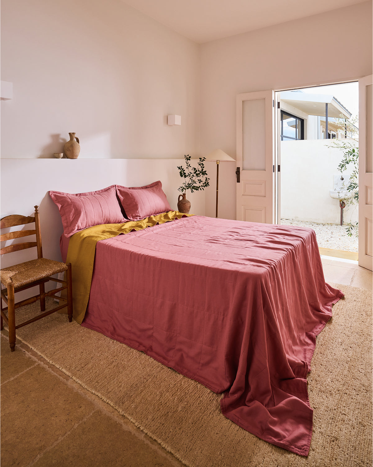 Pink Clay Quilted Pillowcases (Set of Two)