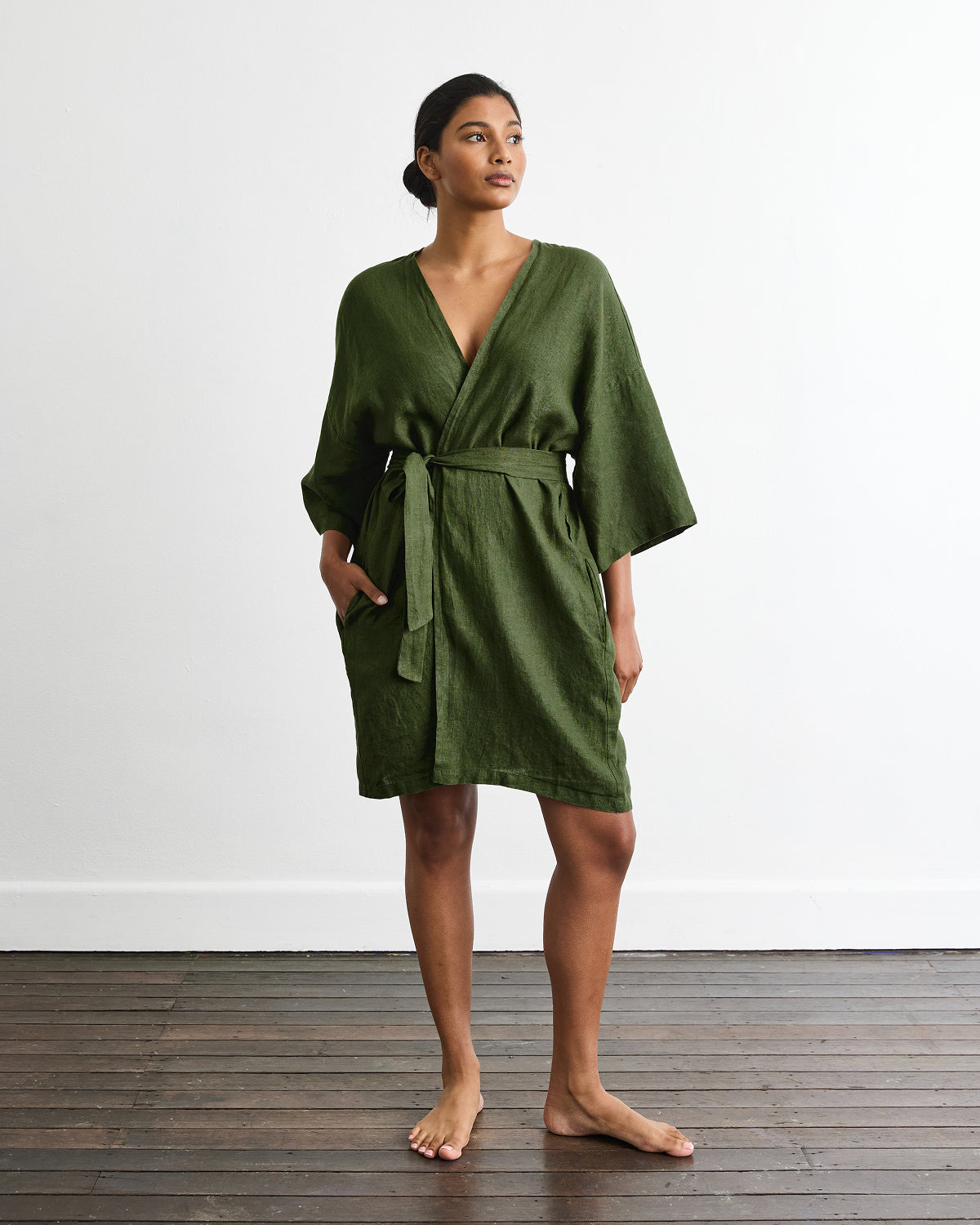 Cabana Short Robe in Olive