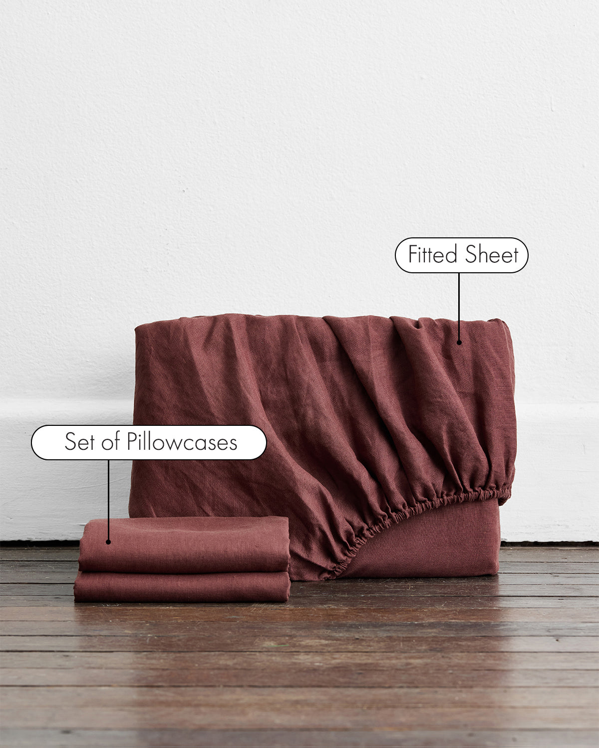 Cacao 100% French Flax Linen Fitted Sheet Set