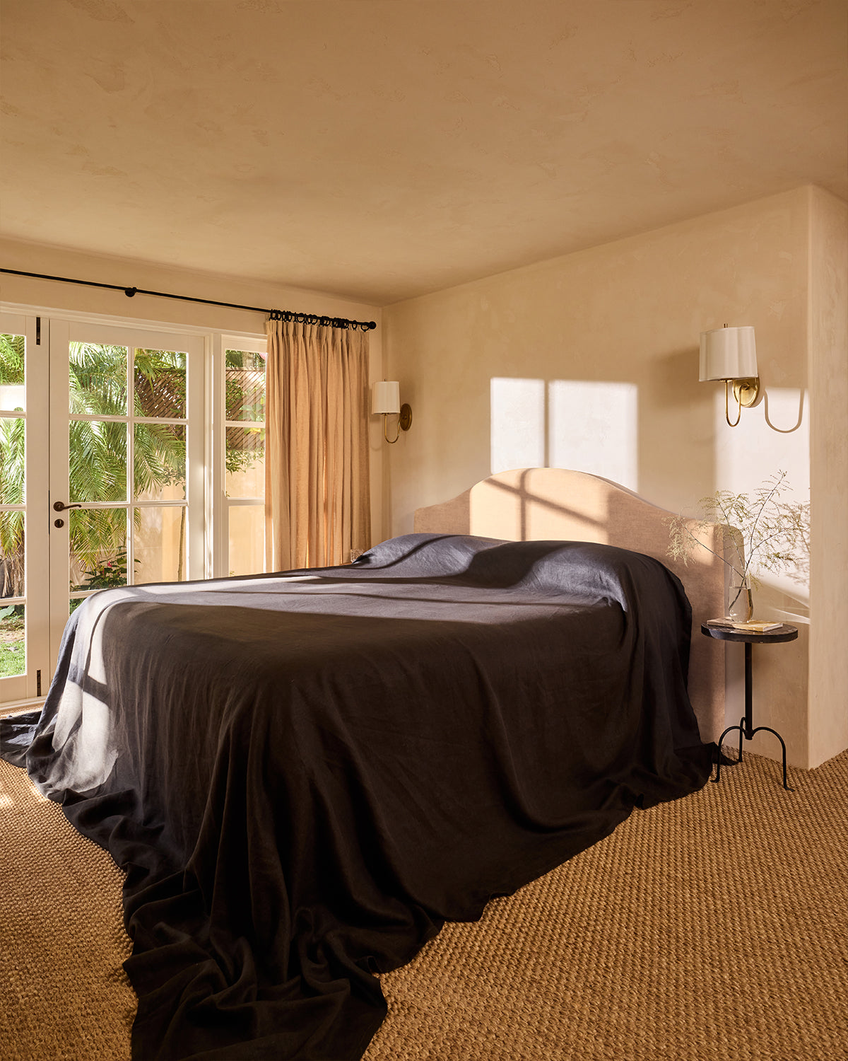 Charcoal Heavy Linen Bed Cover