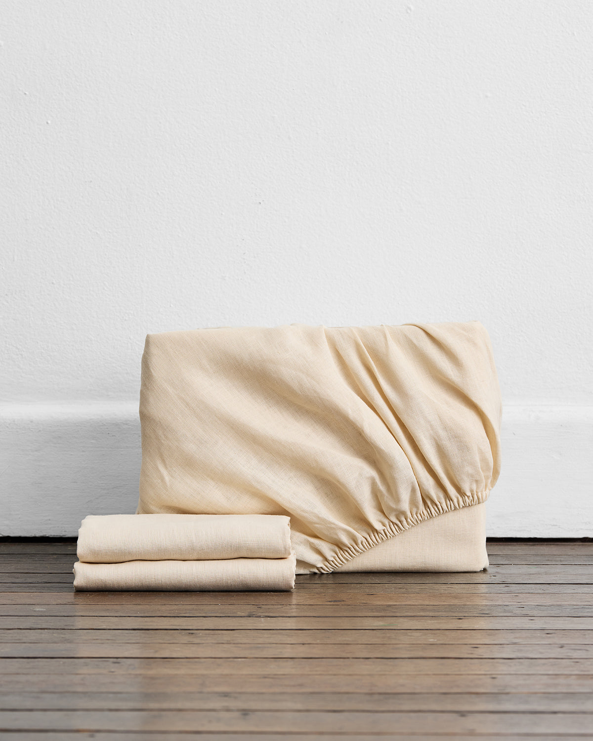 Cr¨¨me 100% French Flax Linen Fitted Sheet Set