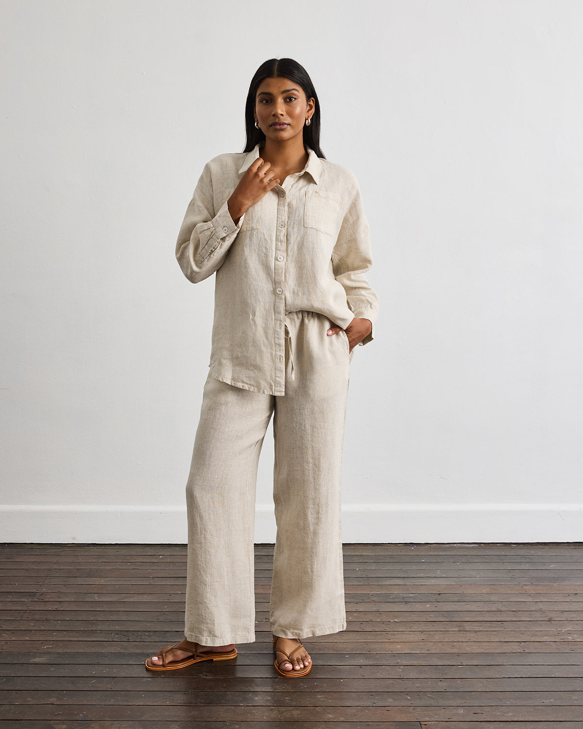 Lounge Long Sleeve Shirt in Oatmeal
