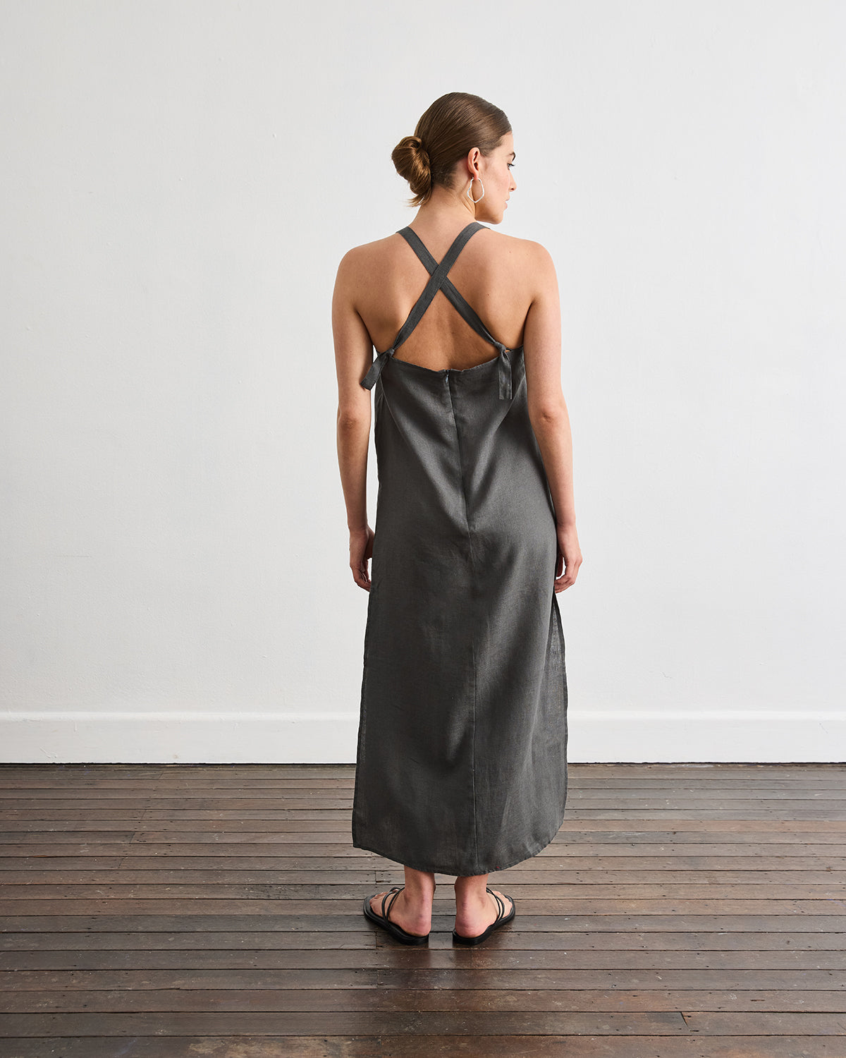 Boulevard Linen Maxi Dress in Charcoal
