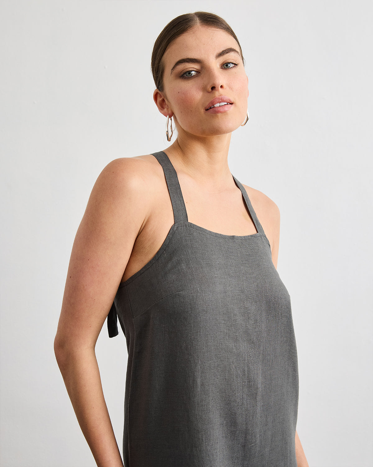 Boulevard Linen Maxi Dress in Charcoal