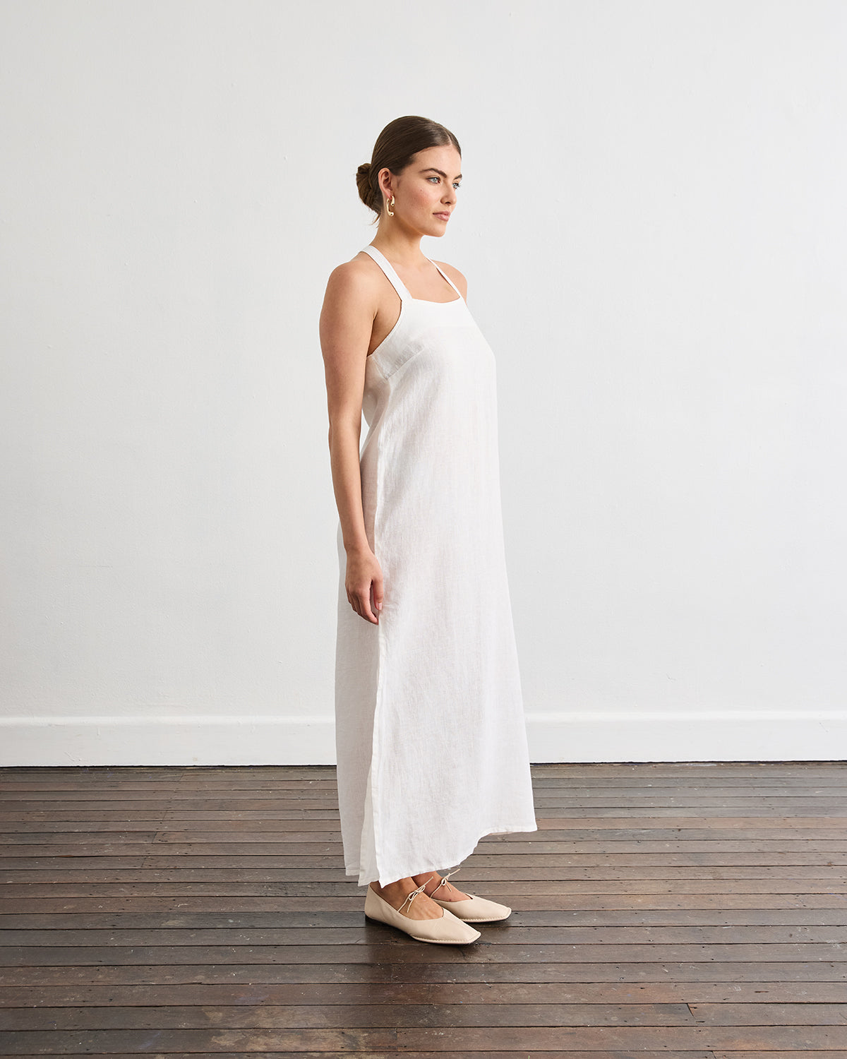 Boulevard Linen Maxi Dress in White