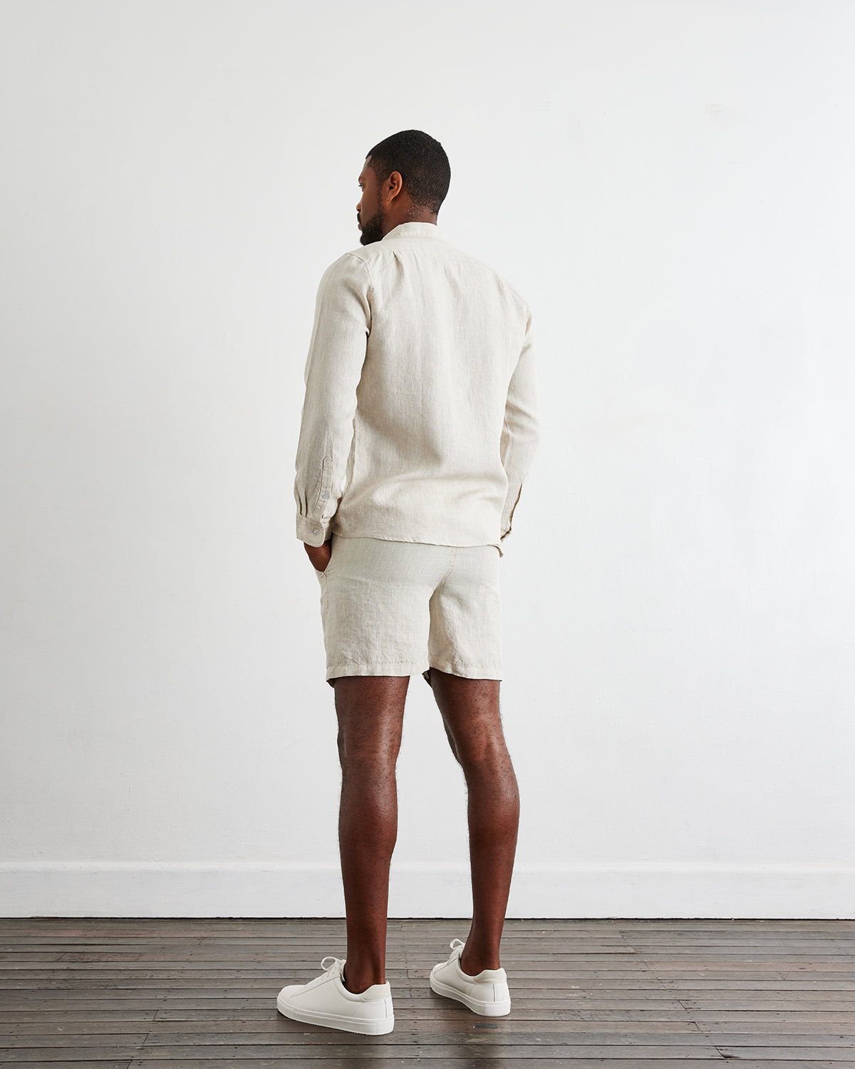 Oatmeal 100% French Flax Linen Men's Shorts