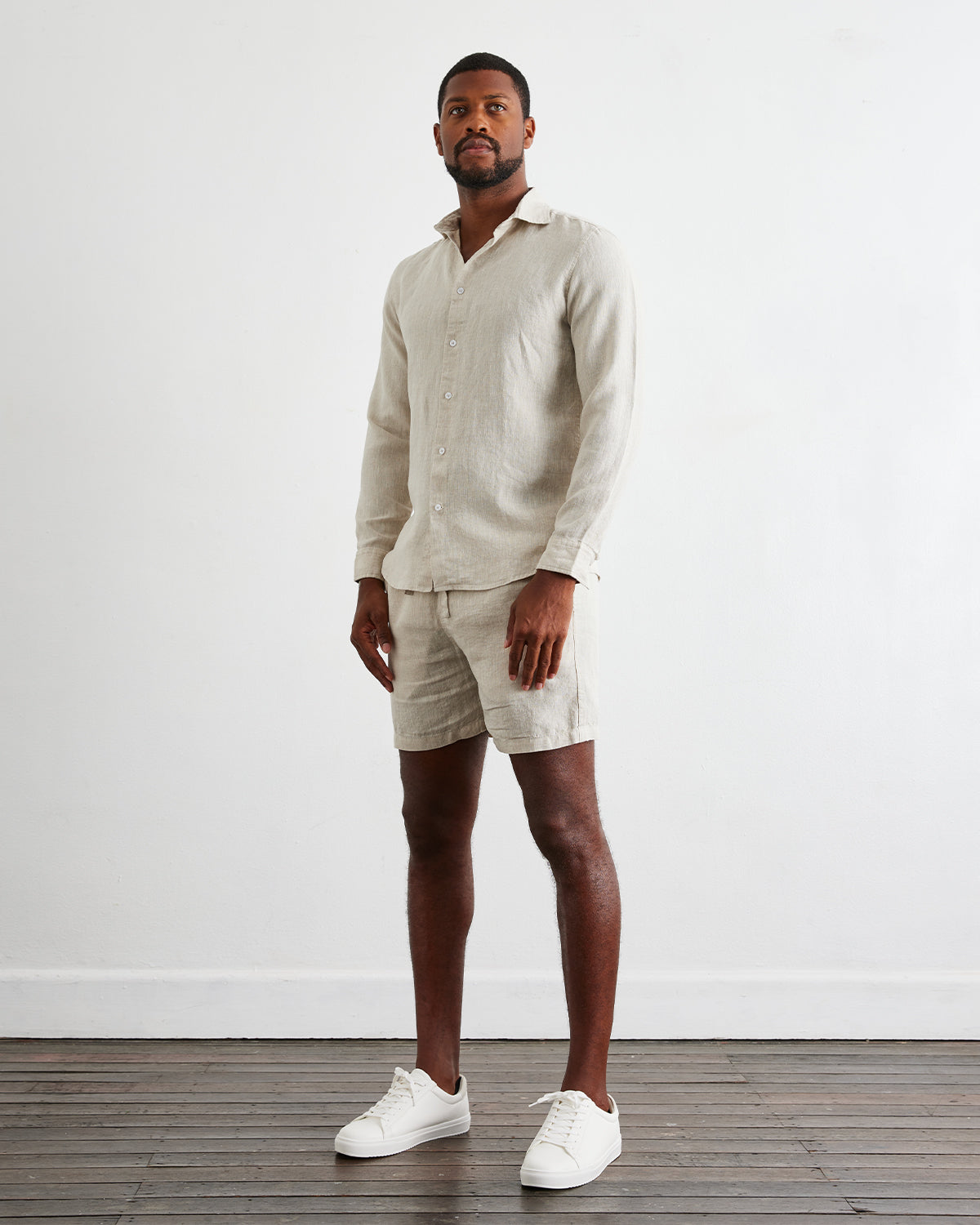 Oatmeal 100% French Flax Linen Men's Shorts