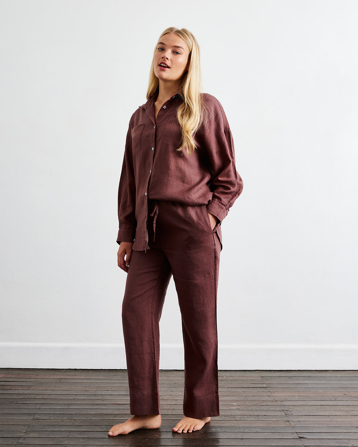 Cacao 100% French Flax Linen Pants