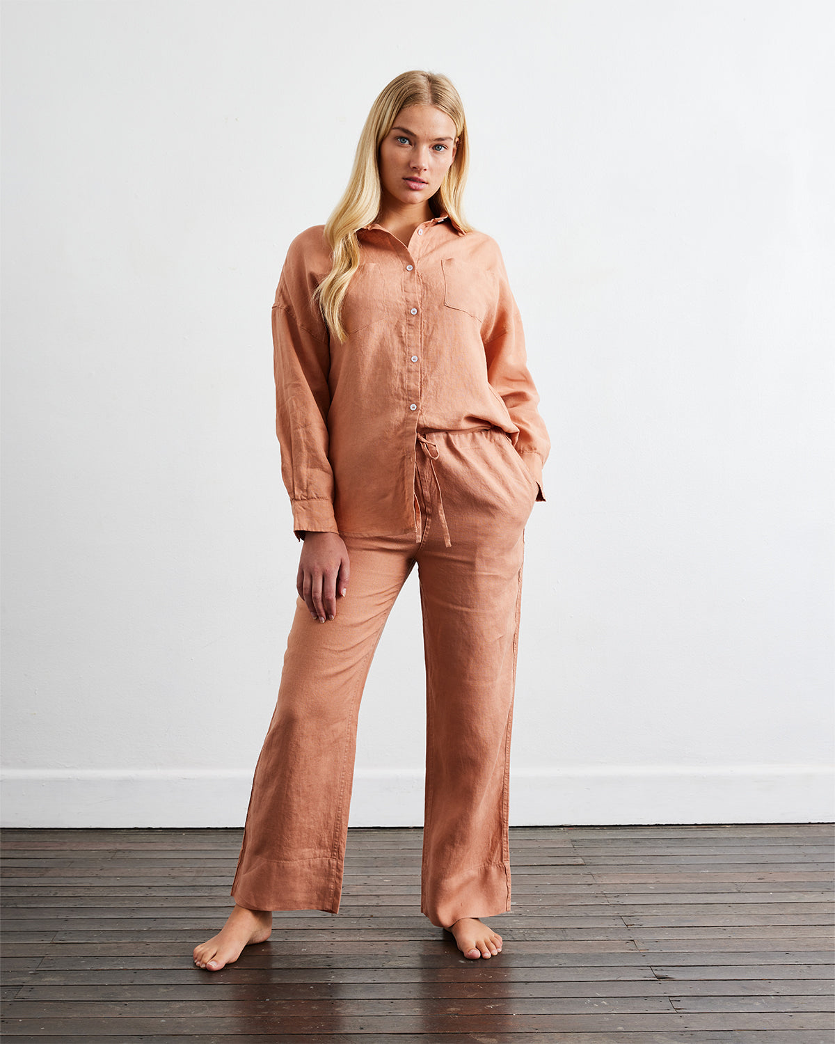 Hazelnut 100% French Flax Linen Pants