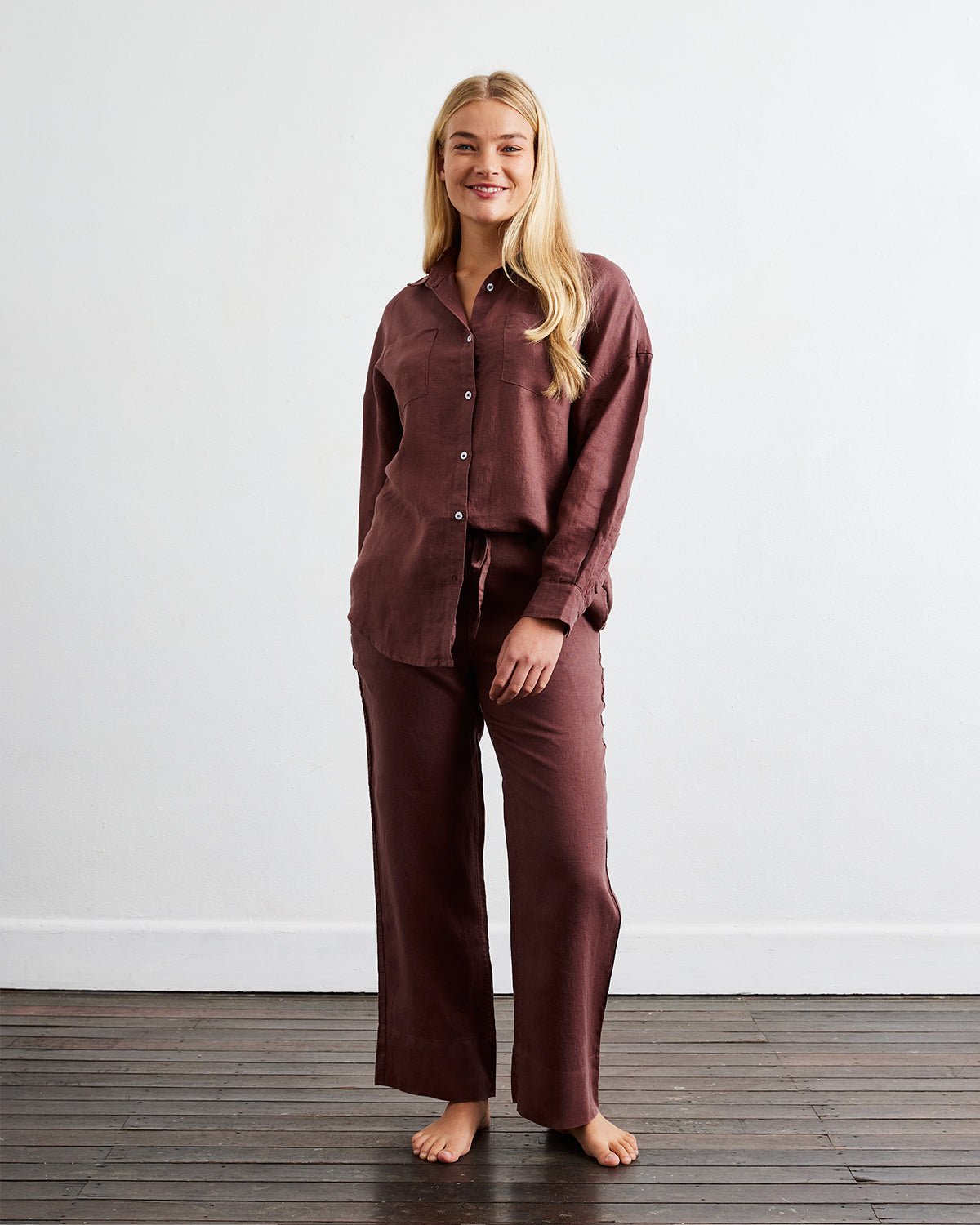 Cacao 100% French Flax Linen Pants