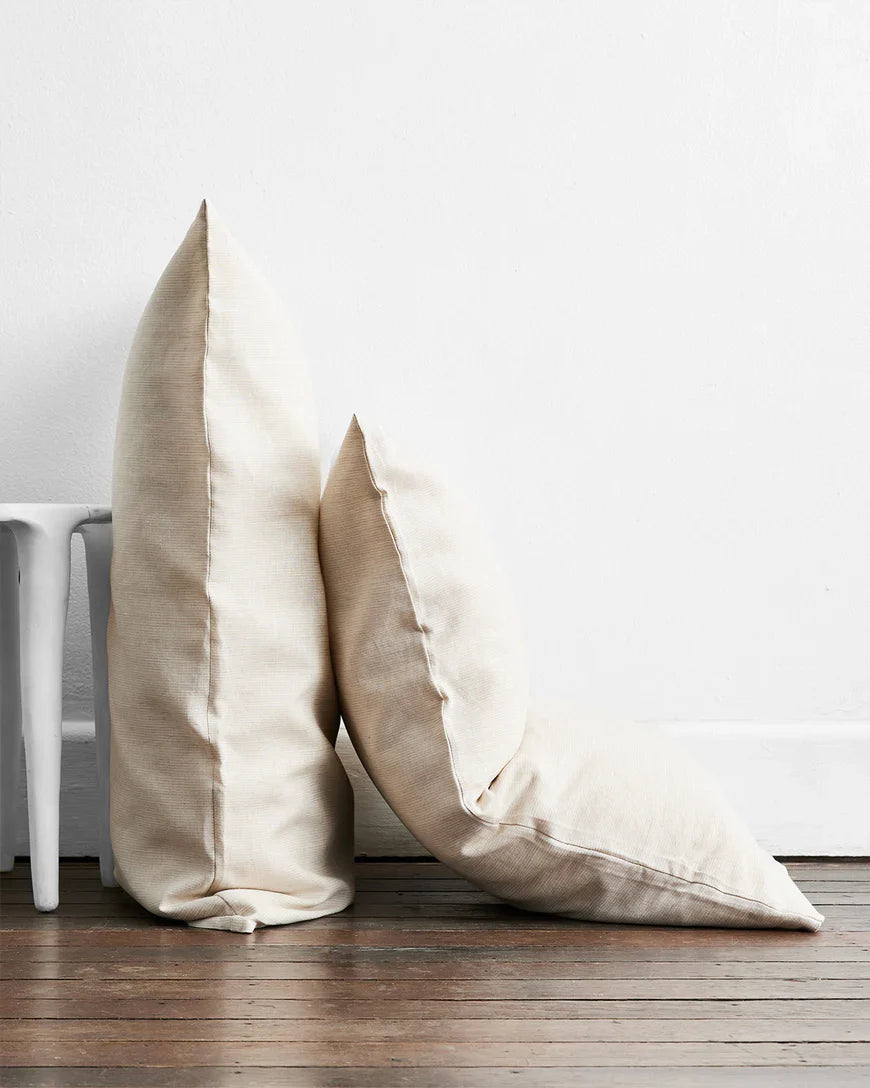 Olive & Oatmeal & White Stripe 100% French Flax Linen Bedding Bundle
