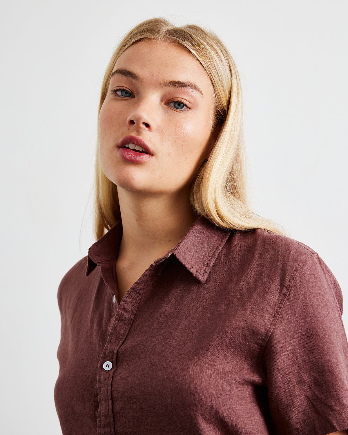 Cacao 100% French Flax Linen Short Sleeve Shirt