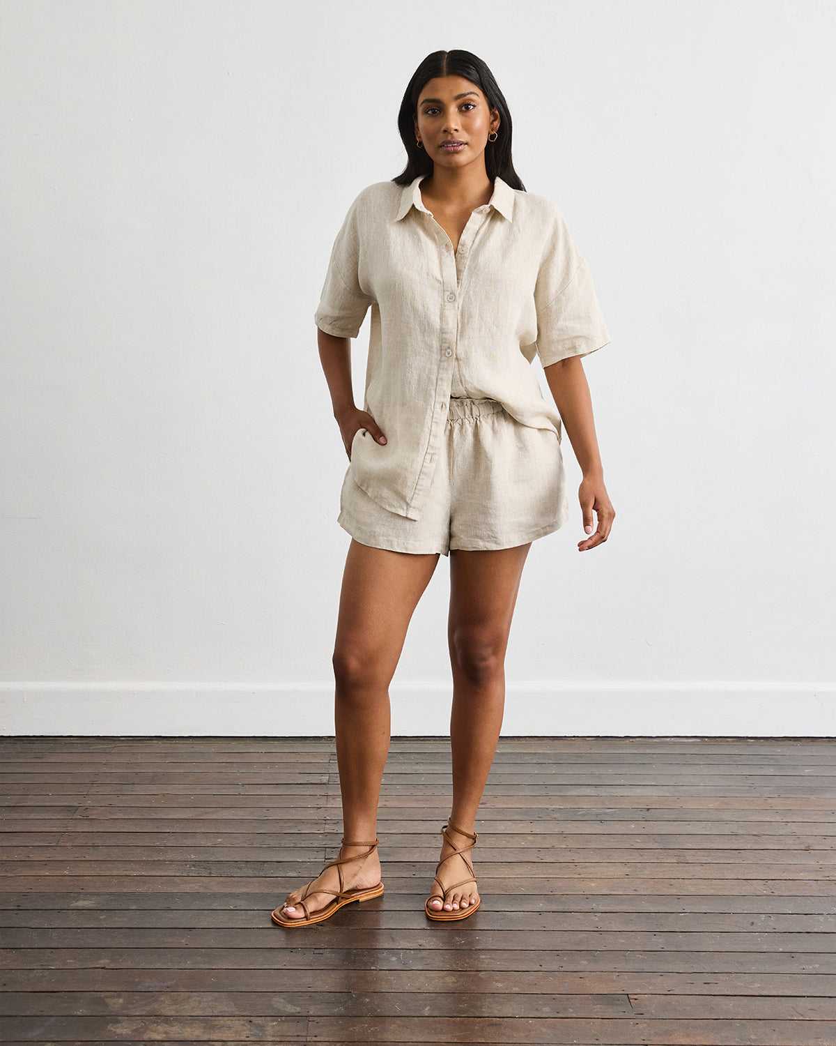 Marina Short Sleeve Shirt in Oatmeal